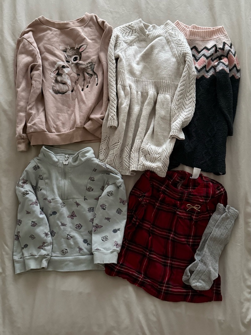 H&M Cat & Jack Carter’s Toddler Girl Clothing Bundle 3T-5T Sweaters Dresses 7 Pc